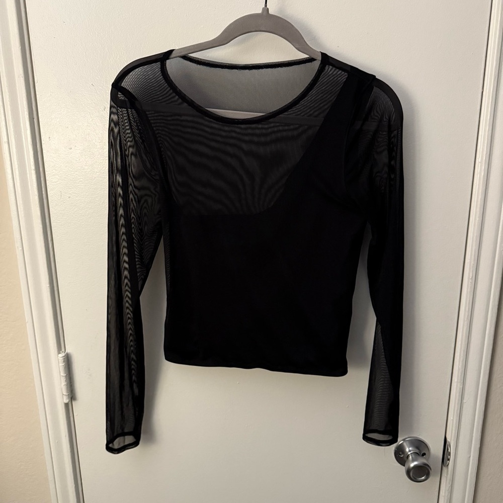 Abercrombie & Fitch Black Sheer Sleeve Blouse